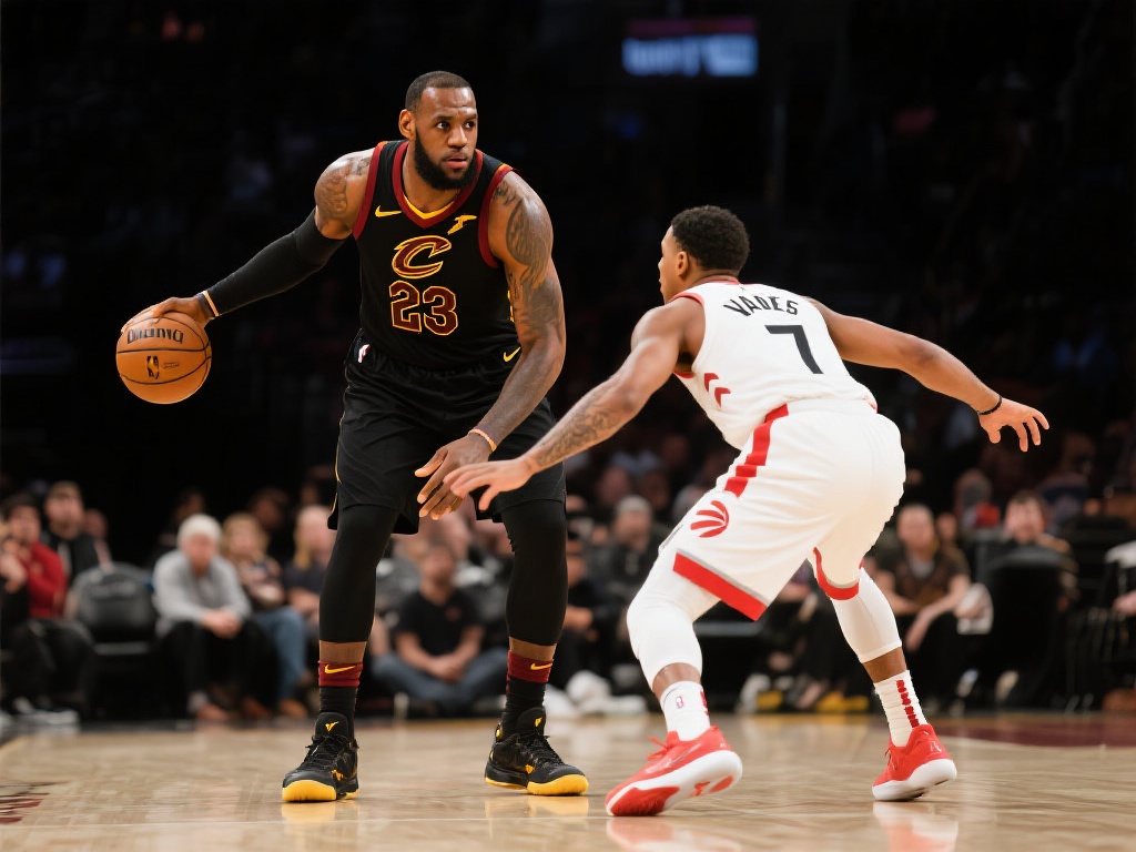 詹姆斯接连受阻于狄龙防守，转而错位单打范弗利特轻松得分